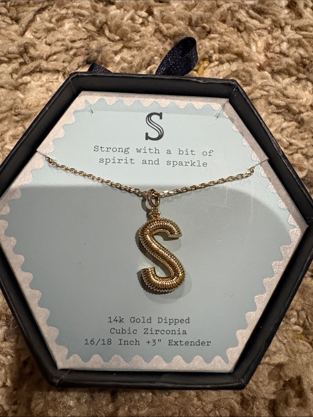 a new day Gold 'S' Textured Initial Necklace